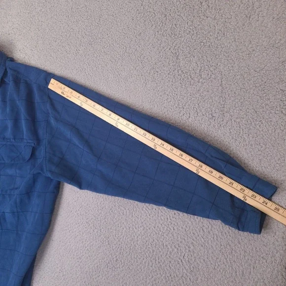 George Sueded Shirt Men's XL Blue‎ Plaid Long Sleeve Button Up Collared Soft - Picture 8 of 10